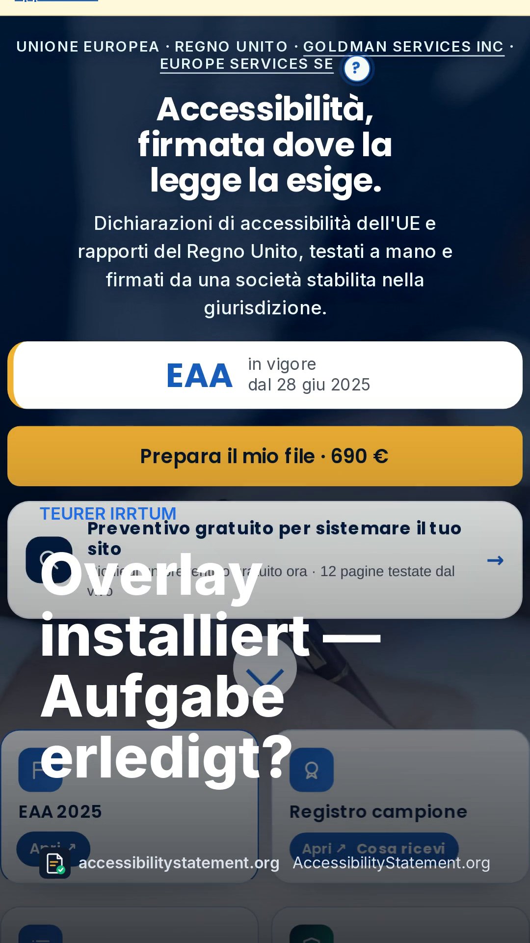 Ein Overlay ersetzt keinen AODA-Bericht